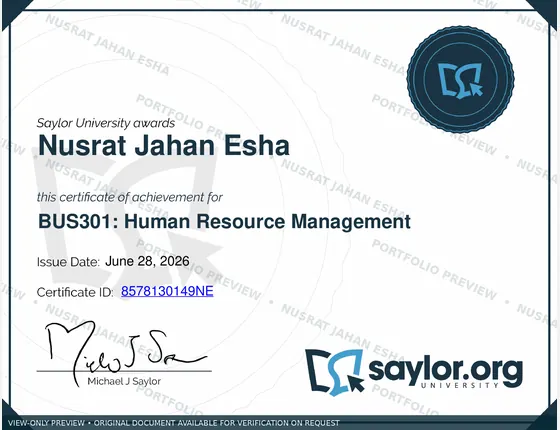 Watermarked preview of BUS301: Human Resource Management